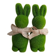 Mini króliki 11cm wielkanocne wiosenne zielone do stroików 2 sztuki flok
