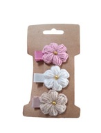 Mini spinki do włosów szydełkowe kwiatki handmade 3 szt.
