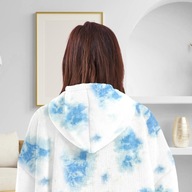 KOCOBLUZA KOC BLUZA OVERSIZE BLUZOKOC XXL DŁUGA Z KAPTUREM BIAŁO NIEBIESKI