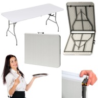 STÓŁ OGRODOWY SKŁADANY PLASTIKOWY CATERINGOWY BANKIETOWY WALIZKA 180 X74 CM
