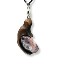 Biżuteria z duszą - Ametyst - orzech, prezent dla niej, pirografia, kobieta