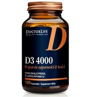 Witamina D3 4000IU - 120 kaps. DoctorLife cholekalcyferol z lanoliny