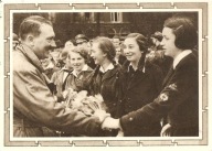 ADOLF HITLER W SZKOLE ŻEŃSKIEJ -postkarte -obieg 1939 rok