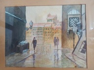 Obraz Akwarela Stare Miasto Warszawa Starówka początek XX wieku