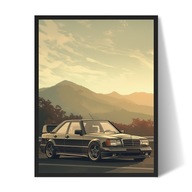 Mercedes 190e Plakat/Obraz w Ramce 40x30cm Prezent dla faceta