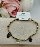 Bransoletka damska złota liść monstera stal 316L elastyczna modna HIT