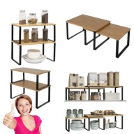 PÓŁKA KUCHENNA NA PRZYPRAWY BAMBUSOWA STOJĄCA ORGANIZER REGAŁ NA BLAT 2 SZT