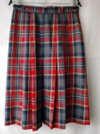 Spódnica w szaro czerwoną kratę, z zakładkami - 40