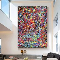 Obraz DUŻY 140/100 Abstrakcja Painting Large Big Abstract Pollock Style