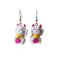 Kolczyki "Maneki Neko z serduszkiem"