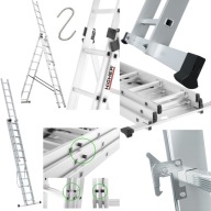 DRABINA ALUMINIOWA HUGHER 3 X 9 DO150 KG WIELOFUNKCYJNA ROZKŁADANA NOWA