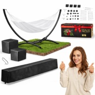 Stelaż do hamaka stojak ogrodowy metalowy czarny dwuosobowy mocny 250 kg