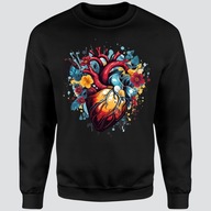 Czarna Bluza XL z Nadrukiem „Serce i Kwiaty” – Artystyczny Wyraz Stylu