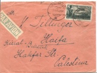 RUMUNIA ROMANIA -koperta lotnicza -obieg 1950 rok do PALESTYNA HAIFA