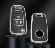 Czarno-srebrne etui na kluczyk OPEL Astra Corsa CHEVROLET – 3 przyciski