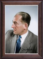 Obraz Jan Brzechwa portret z podpisem w drewnianej ramie ze szkłem