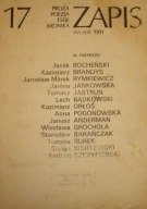 ZAPIS nr 17, poezja proza eseje 1981