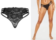 Śliczne majteczki PrettyLittleThing Black Strapping Detail Knicker r.M