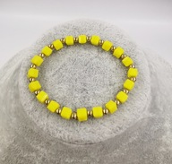 62493 Bransoletka złota stal chirurgiczna koraliki kostki 6 mm