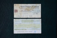 Włochy czeki 2x 100 Lir 1976 rok !!!