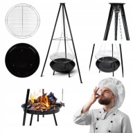 PALENISKO TRÓJNÓG GRILL RUSZT OGNISKOWY OGRODOWY WISZĄCY DUŻY 50CM OGNISKO