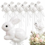 ZAJĄC WIELKANOCNY STYROPIANOWY NA PIKU BROKAT DEKORACJA 6SZT OZDOBY KOSZYK