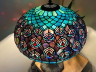 Lampa stojąca witrażowa w stylu Tiffany. Pawie Oczka stan BDB 78wys 48szer