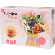 Drewniany bukiet kwiaty w wazonie puzzle 3D ROWOOD dekoracja domu DIY