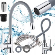 BATERIA DO KUCHNI szara ELASTYCZNA WYLEWKA KRAN OBROTOWA 360GIĘTKA KUCHENNA