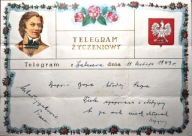 TELEGRAM - TADEUSZ KOŚCIUSZKO - ZALASEWO - 1933r