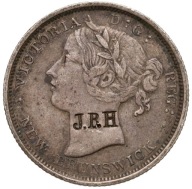 KANADA NEW BRUNSWICK 20 CENTÓW 1864 KONTRMARKA SREBRO RZADKA