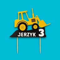 Topper na tort MEGA KOPARKA EFEKT 3D WYBIERZ IMIE I WIEK.URODZINY DEKORACJA