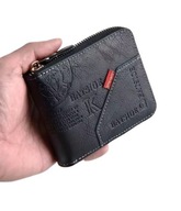 Portfel skórzany męski zapinany na zamek czarny