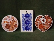 Trzy stare ceramiczne deski Włocławek - ręcznie malowane