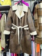 Kożuch długi brązowy czekolada eko, r. Uni Plus Size Italy !!!