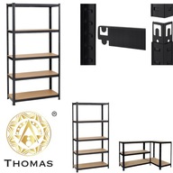 REGAŁ MAGAZYNOWY CZARNY METALOWY WCISKANY 5 PÓŁEK GARAŻOWY 180x 90x40