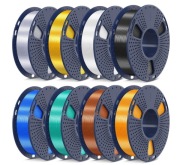 SUNLU Silk PLA+ Filament 2 kg 8x250 g Czarny Biały Złoty Srebrny