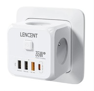 Gniazdo rozgałęźnik złodziejka LENCENT 7w1,3x, 3x USB-A,1x Usb-C Pd 35W