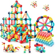 DUŻE KLOCKI MAGNETYCZNE STICKS 120 ELEMENTÓW KONSTRUKCYJNE EDUKACYJNE XXL