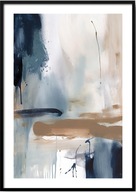 A2 PLAKAT OBRAZ ABSTRAKCJA AKWARELA SZTUKA, BŁĘKIT GRANAT BIEL BRĄZ, NR 3