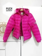 Różowa neonowa kurtka puchowa z odpinanym kapturem, M