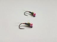 SZTUCZNA MUCHA NIMFA JIG #16 BLACK PINK HEAD