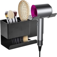 UCHWYT ŁAZIENKOWY DO SUSZARKI DO WŁOSÓW ORGANIZER ŚCIENNY POŁKA CZARNA