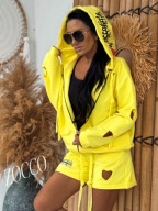 ZOCCO dres komplet serduszka szorty i bluza z kapturem ŻÓŁTY