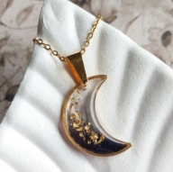 Naszyjnik księżyc z łańcuszkiem, stal chirurgiczna, czarno-złoty wisiorek