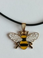 Naszyjnik rzemyk z zawieszką wisiorek pszczoła miód ul choker boho