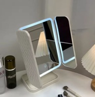 LUSTERKO DO MAKIJAŻU KOSMETYCZNE LUSTRO LED PODŚWIETLANE ROZKŁADANE PREMIUM