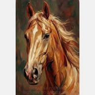 Koń obraz olejny na płótnie 55x80 głowa brązowy portret do salonu pokoju
