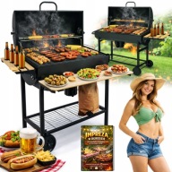 GRILL WĘGLOWY OGRODOWY DUŻY 2 RUSZTY POKRYWA BECZKA POPIELNIK PRZENOŚNY