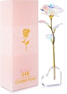 Wieczna Róża Złota 24K Karaty Premium Pozłacana Prezent na Walentynki Serce